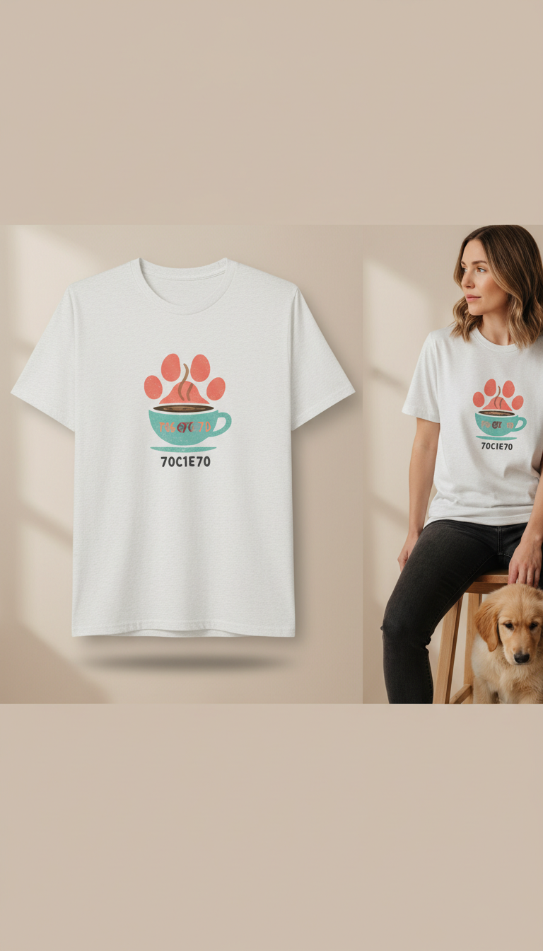 Paws & Coffee Crewneck Tee